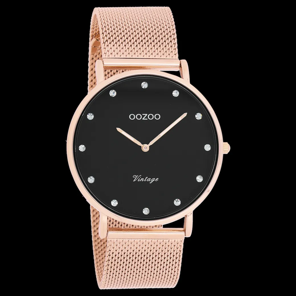 Rosé goudkleurige OOZOO horloge met metalen mesh armband - C20239