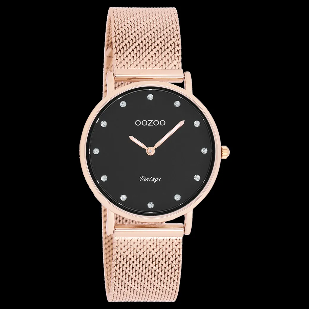 Rosé goudkleurige OOZOO horloge met metalen mesh armband - C20244