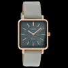 Rosé goudkleurige OOZOO horloge met steengrijze leren band - C9947