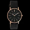 Rosé goudkleurige OOZOO horloge met zwarte leren band - C20159
