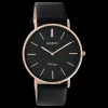 Rosé goudkleurige OOZOO horloge met zwarte leren band - C20169