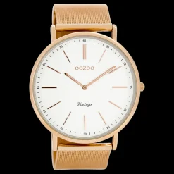 Rosé goudkleurige OOZOO horloge met metalen mesh armband - C8177