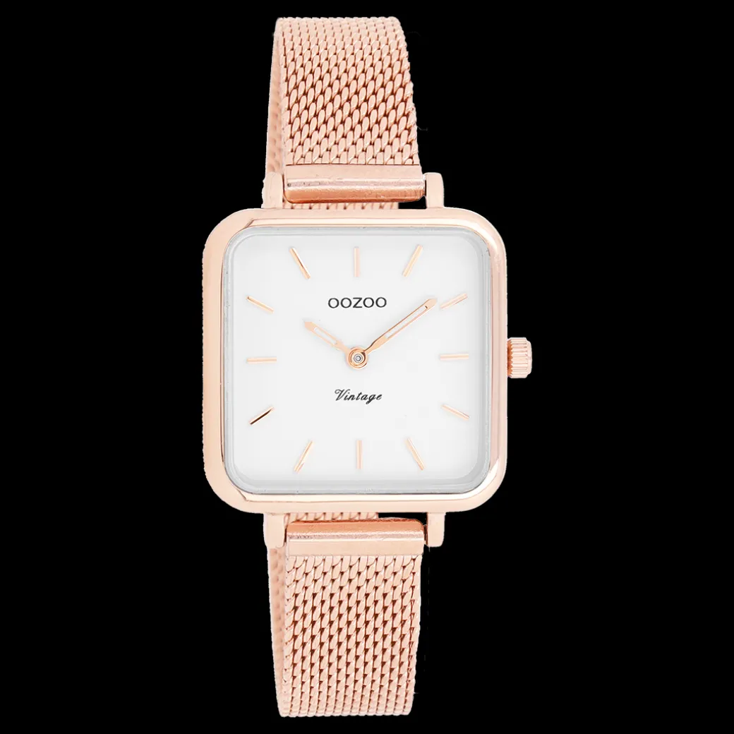 Rosé goudkleurige OOZOO horloge met metalen mesh armband - C10971