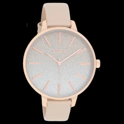 Rosé goudkleurige OOZOO horloge met licht taupe leren band - C11030