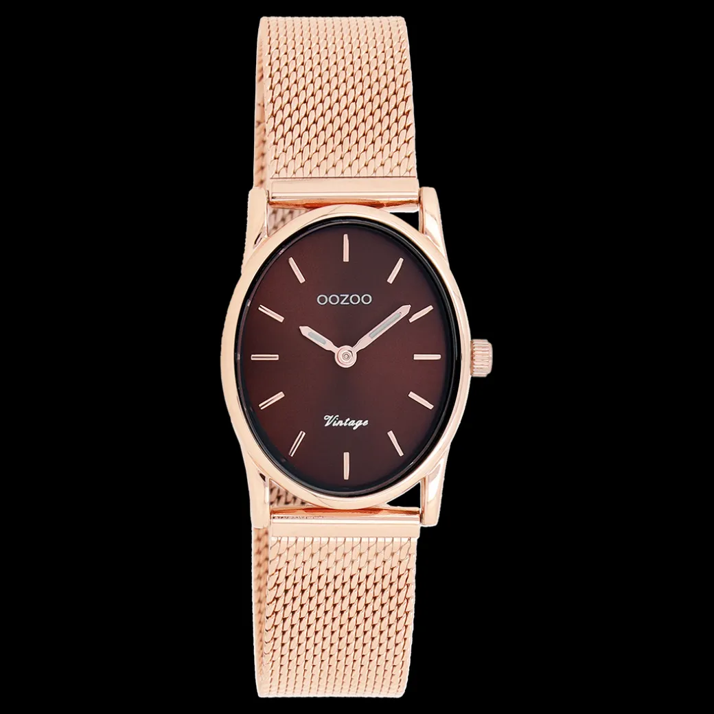 Rosé goudkleurige OOZOO horloge met metalen mesh armband - C10968