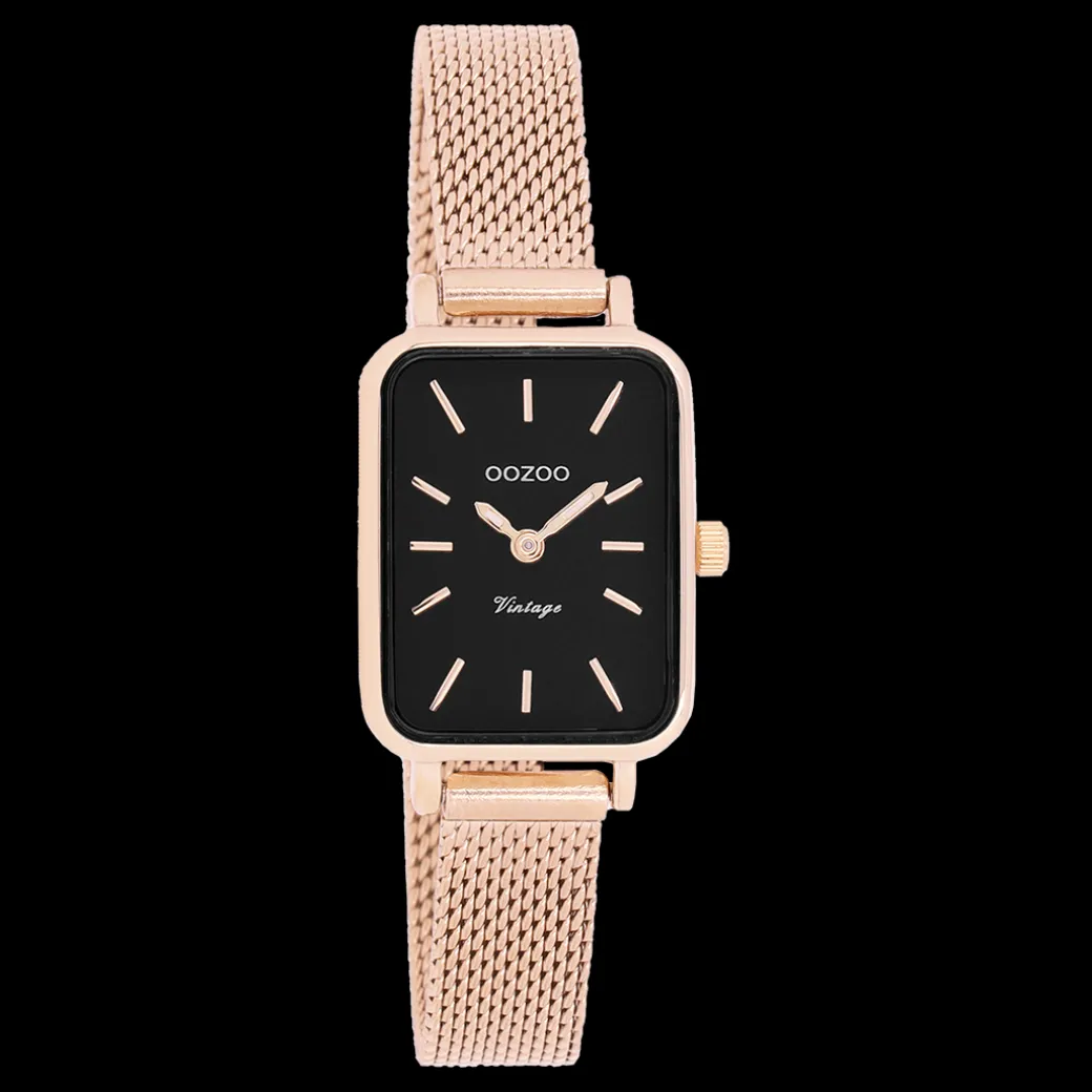Rosé goudkleurige OOZOO horloge met metalen mesh armband - C20270