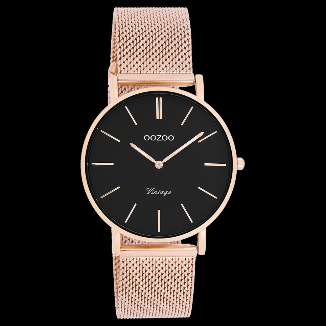 Rosé goudkleurige OOZOO horloge met metalen mesh armband - C9926