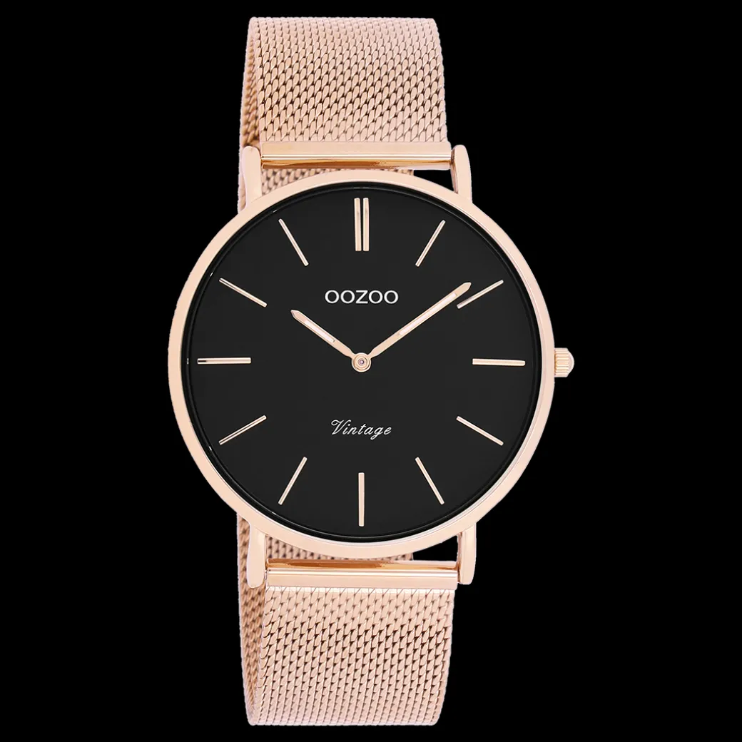 Rosé goudkleurige OOZOO horloge met metalen mesh armband - C9925