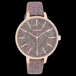 Rosé goudkleurige OOZOO horloge met multicolor leren band - C11032