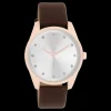 Rosé goudkleurige OOZOO horloge met bruine leren band - C11048