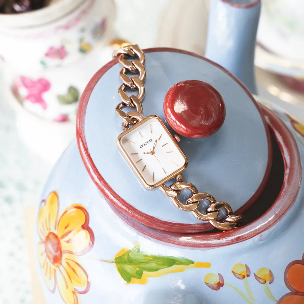 Rosé goudkleurige OOZOO horloge met schakelarmband - C11134