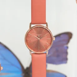 Rosé goudkleurige OOZOO horloge met abrikoos goudkleurige leren band - C10934