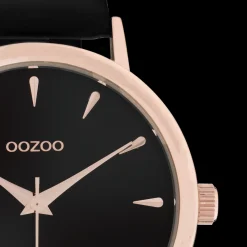 Rosé goudkleurige OOZOO horloge met zwarte leren band - C10829
