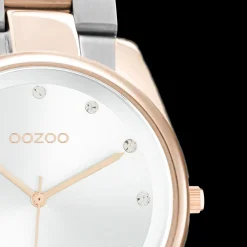 Rosé goudkleurige OOZOO horloge met zilver/rosé goudkleurige roestvrijstalen armband - C10964