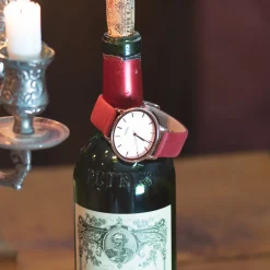 Rosé goudkleurige OOZOO horloge met rode leren band - C11053