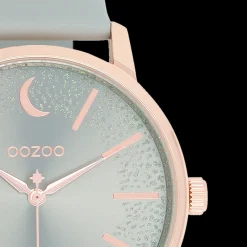 Rosé goudkleurige OOZOO horloge met steengrijze leren band - C11040