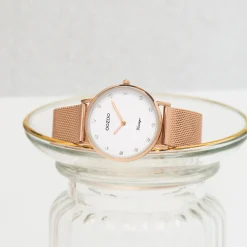 Rosé goudkleurige OOZOO horloge met metalen mesh armband - C20243