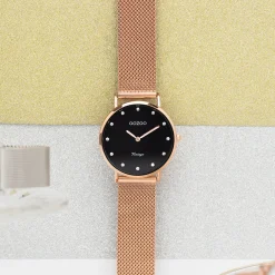 Rosé goudkleurige OOZOO horloge met metalen mesh armband - C20244