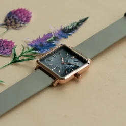 Rosé goudkleurige OOZOO horloge met steengrijze leren band - C9947