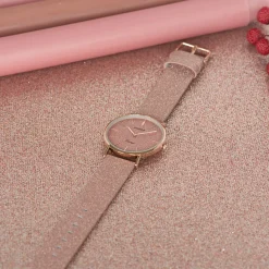 Rosé goudkleurige OOZOO horloge met oud roze leren band - C20161