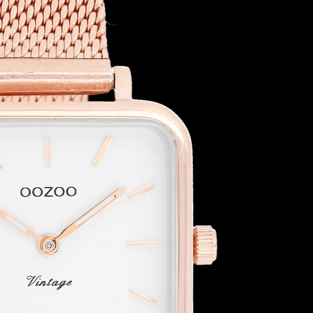 Rosé goudkleurige OOZOO horloge met metalen mesh armband - C10971