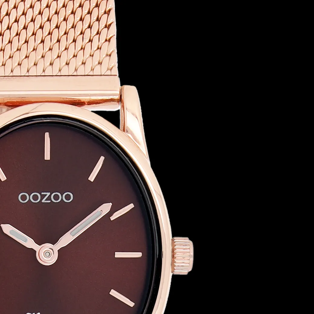 Rosé goudkleurige OOZOO horloge met metalen mesh armband - C10968