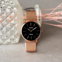 Rosé goudkleurige OOZOO horloge met metalen mesh armband - C9927