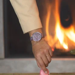 Rosé goudkleurige OOZOO horloge met multicolor leren band - C11032