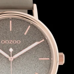 Rosé goudkleurige OOZOO horloge met taupe leren band - C10937