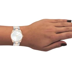 Rosé goudkleurige OOZOO horloge met zilver/rosé goudkleurige roestvrijstalen armband - C10964
