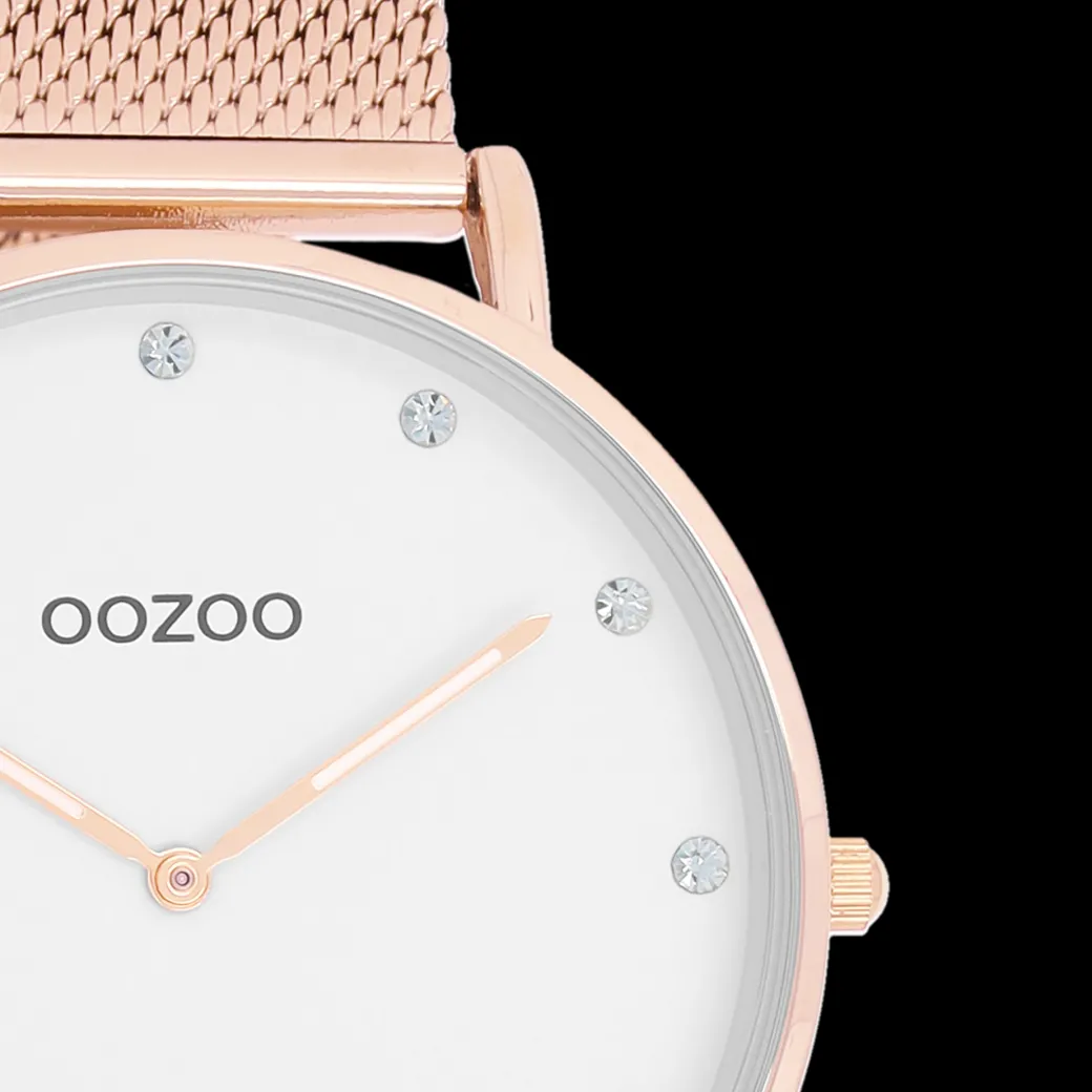 Rosé goudkleurige OOZOO horloge met metalen mesh armband - C20238