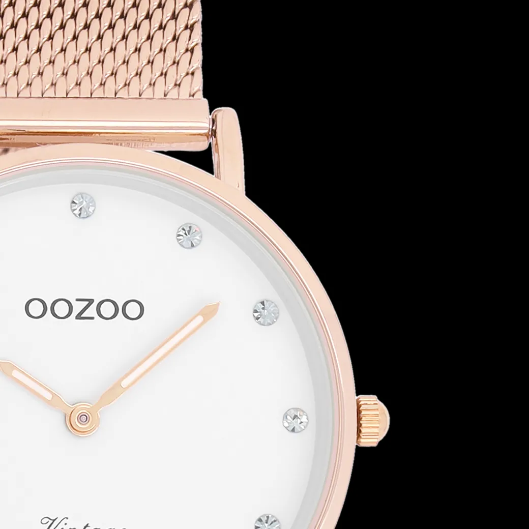Rosé goudkleurige OOZOO horloge met metalen mesh armband - C20243