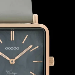 Rosé goudkleurige OOZOO horloge met steengrijze leren band - C9947