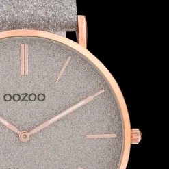Rosé goudkleurige OOZOO horloge met taupe leren band - C20162