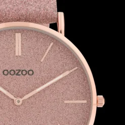 Rosé goudkleurige OOZOO horloge met oud roze leren band - C20161