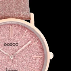 Rosé goudkleurige OOZOO horloge met oud roze leren band - C20201