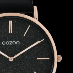 Rosé goudkleurige OOZOO horloge met zwarte leren band - C20169