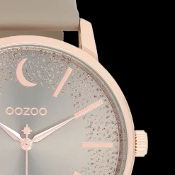Rosé goudkleurige OOZOO horloge met taupe leren band - C11041
