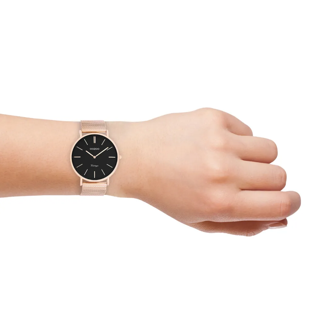 Rosé goudkleurige OOZOO horloge met metalen mesh armband - C9925