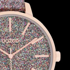 Rosé goudkleurige OOZOO horloge met multicolor leren band - C11032