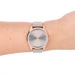 Rosé goudkleurige OOZOO horloge met taupe leren band - C11047