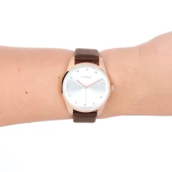 Rosé goudkleurige OOZOO horloge met bruine leren band - C11048