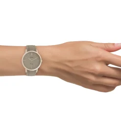Rosé goudkleurige OOZOO horloge met taupe rubber band - C20170