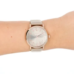 Rosé goudkleurige OOZOO horloge met taupe leren band - C11041