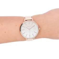 Rosé goudkleurige OOZOO horloge met licht taupe leren band - C11030