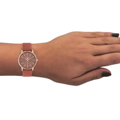 Rosé goudkleurige OOZOO horloge met abrikoos goudkleurige leren band - C10934