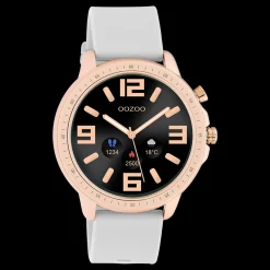 Rosé goudkleurige OOZOO smartwatch met steengrijze rubber band - Q00323