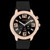 Rosé goudkleurige OOZOO smartwatch met zwarte rubber band - Q00303