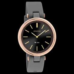 Rosé goudkleurige OOZOO smartwatch met grijze rubber band - Q00404