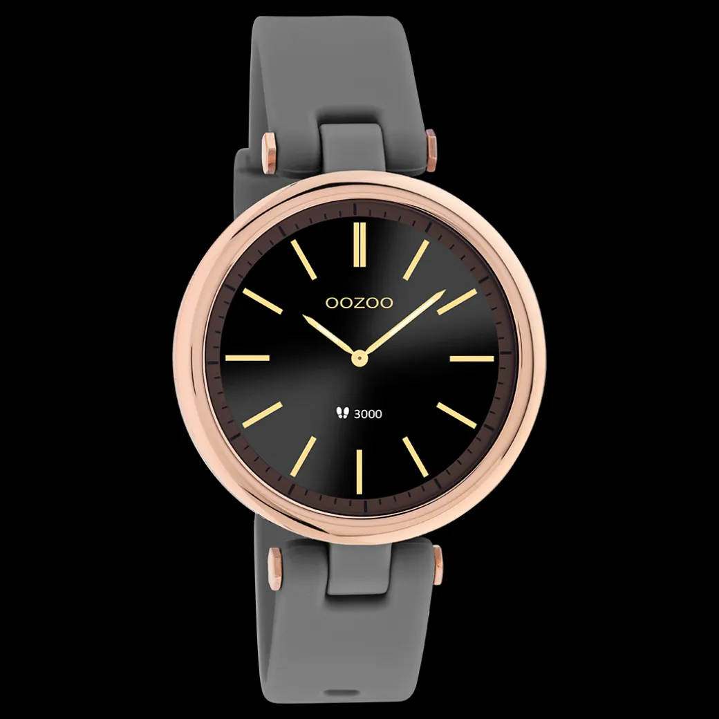 Rosé goudkleurige OOZOO smartwatch met grijze rubber band - Q00404